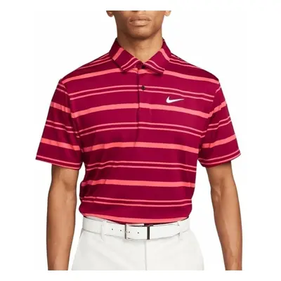 Nike Dri-Fit Tour Mens Stripe Noble Red/Ember Glow/White Rövid ujjú póló