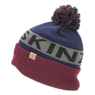 Sealskinz Water Repellent Cold Weather Bobble Hat Navy Blue/Grey/Red Sapka