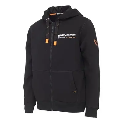 Savage Gear Horgászpulóver Urban Zip Hoodie Fekete tinta