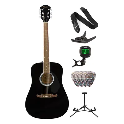 Fender FA-125 Dreadnought Acoustic WN Deluxe SET Black Akusztikus gitár