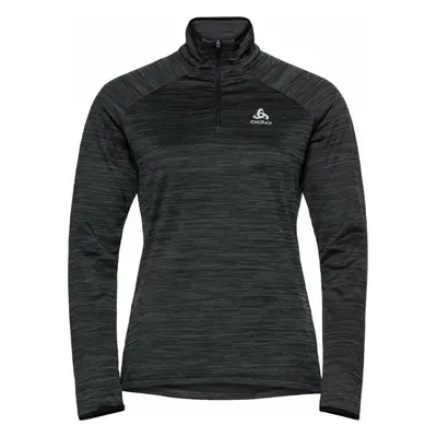 Odlo Women's Run Easy Half-Zip Long-Sleeve Mid Layer Top Black Melange Futópulóverek