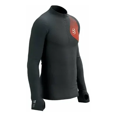 Compressport Winter Trail Postural LS Top Black/Red Hosszúujjú futópólók