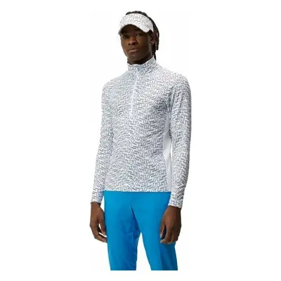 J.Lindeberg Luke Print Half Zip Mid Layer White Outline Bridge Swirl Pulóver