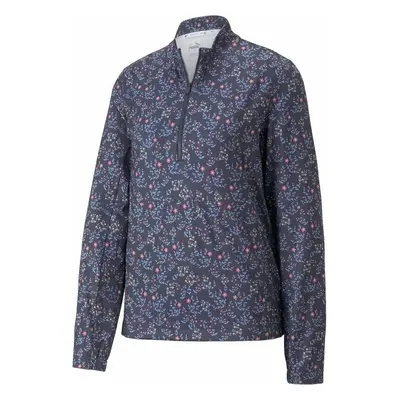 Puma Micro Floral Cloudspun 1/4 Zip Navy Blazer Pulóver