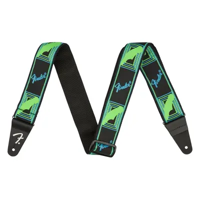 Fender Neon Monogram Strap Textil gitár heveder Green/Blue