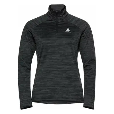 Odlo Women's Run Easy Half-Zip Long-Sleeve Mid Layer Top Black Melange Futópulóverek