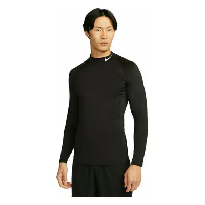 Nike Dri-Fit Fitness Mock-Neck Long-Sleeve Top Black/White Termoruha