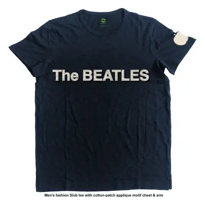 The Beatles Ing Logo & Apple App Slub Unisex Navy Blue