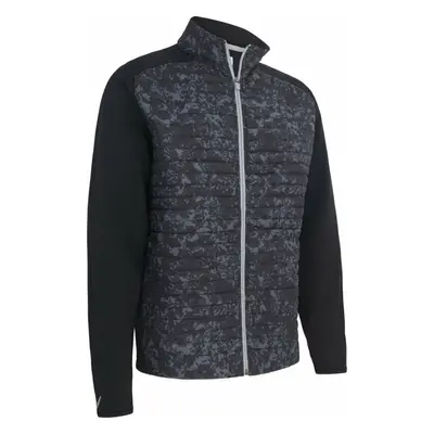 Callaway Abstract Camo Printed Mixed Media Full Zip Caviar Pulóver