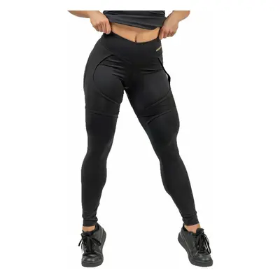 Nebbia High Waist Leggings INTENSE Mesh Black/Gold Fitness nadrág