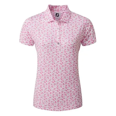 Footjoy Floral Print Lisle Pink/White Rövid ujjú póló