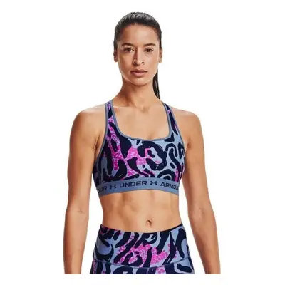 Under Armour Women's Armour Mid Crossback Printed Sports Bra Mineral Blue/Midnight Navy Fitness 