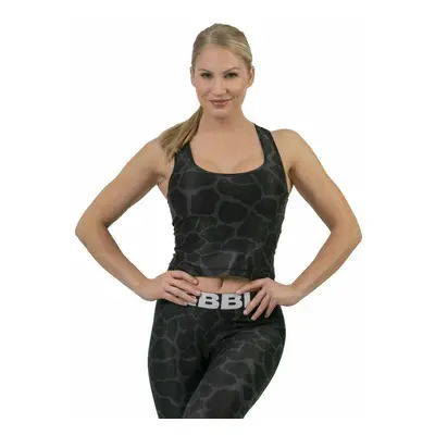 Nebbia Nature Inspired Sporty Crop Top Racer Back Black Fitness póló