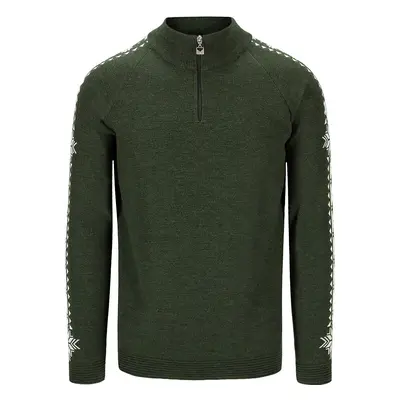 Dale of Norway Geilo Mens Merino Wool Sweater Dark Green/Off White Pulóver