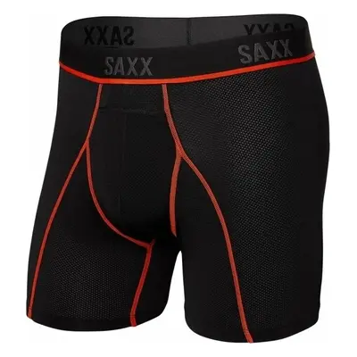 SAXX Kinetic Boxer Brief Black/Vermillion Fitness fehérnemű