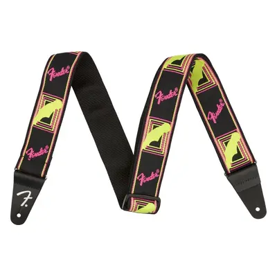 Fender Neon Monogram Strap Textil gitár heveder Yellow/Pink