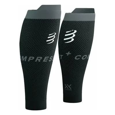 Compressport R2 Oxygen Black/Steel Grey Borjútakarók futóknak