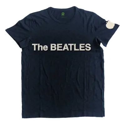 The Beatles Ing Logo & Apple App Slub Unisex Navy Blue