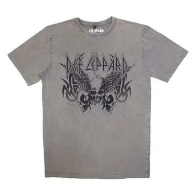 Def Leppard Ing Tribal Skull Stone Wash Unisex Grey