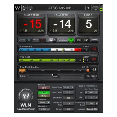 Waves WLM Plus Loudness Meter (Digitális termék)