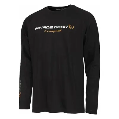 Savage Gear Horgászpóló Signature Logo Long Sleeve T-Shirt Black Caviar