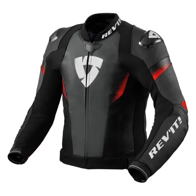 Rev'it! Jacket Control Black/Neon Red Bőrdzseki