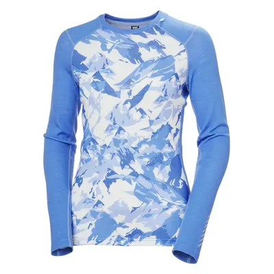 Helly Hansen Women’s LIFA Merino Midweight Graphic Long-Sleeve Crew Ultra Blue Mountain Camo Ter