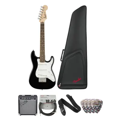 Fender Squier Strat V2 IL Black Deluxe SET Black Elektromos gitár