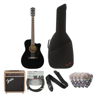 Fender CC-60SCE Concert WN Deluxe SET Black Elektroakusztikus gitár