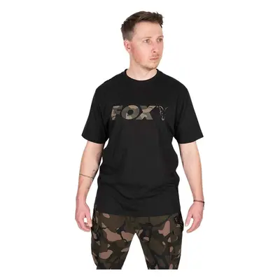 Fox Fishing Horgászpóló Black/Camo Logo T-Shirt