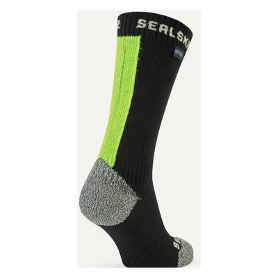 Sealskinz Waterproof All Weather Mid Length Sock With Hydrostop Black/Neon Yellow Kerékpáros zok