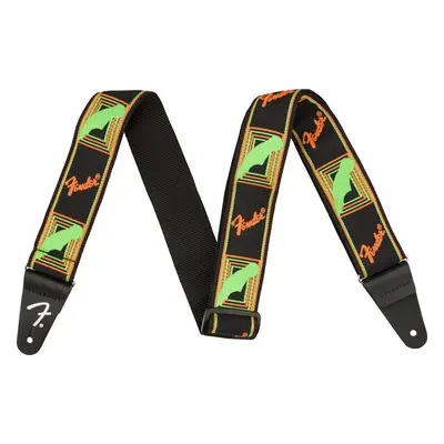 Fender Neon Monogram Strap Textil gitár heveder Green/Orange