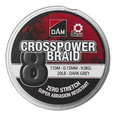 DAM Crosspower 8-Braid Dark Grey 0,20 mm m 12,6 kg Fonott zsinór