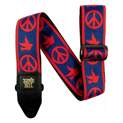 Ernie Ball Classic Jacquard Textil gitár heveder Red & Blue Peace Love Dove