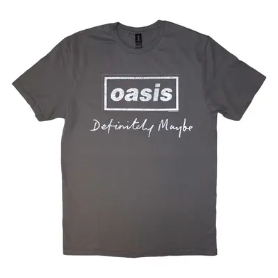 Oasis Ing Definitely Maybe Distressed Text Logo Unisex Charcoal Grey