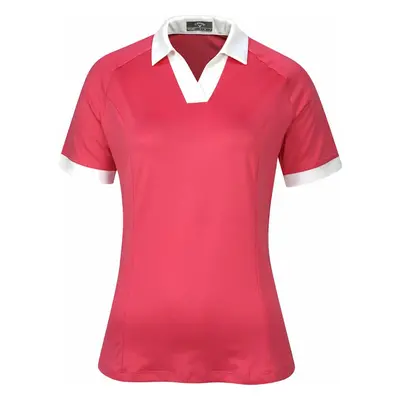 Callaway Womens Short Sleeve V-Placket Colourblock Fruit Dove Rövid ujjú póló