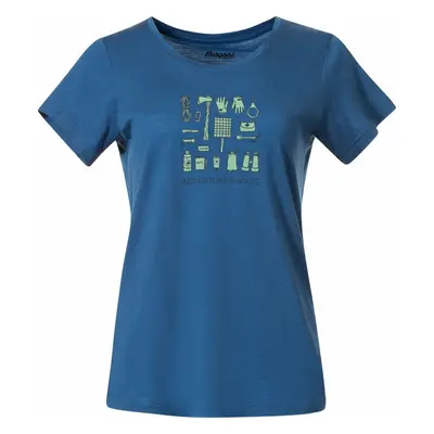 Bergans Graphic Wool Tee Women North Sea Blue/Jade Green/Navy Blue Póló