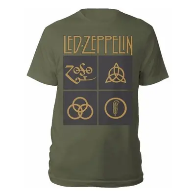 Led Zeppelin Ing Gold Symbols in Black Square Unisex Green