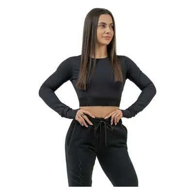 Nebbia Long Sleeve Crop Top INTENSE Perform Black Fitness póló