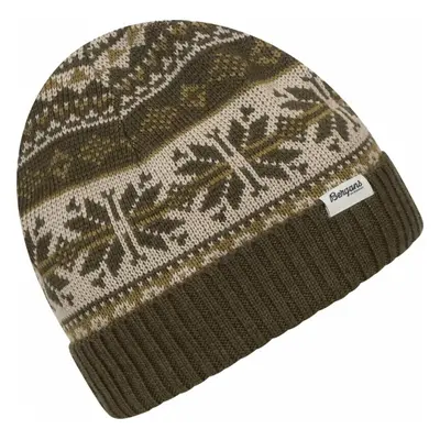 Bergans Jacquard Beanie Dark Olive Green/Olive Green/Chalk Sand Téli sapka