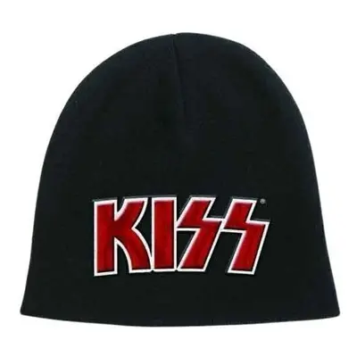 Kiss Sapka Red on White Logo Black