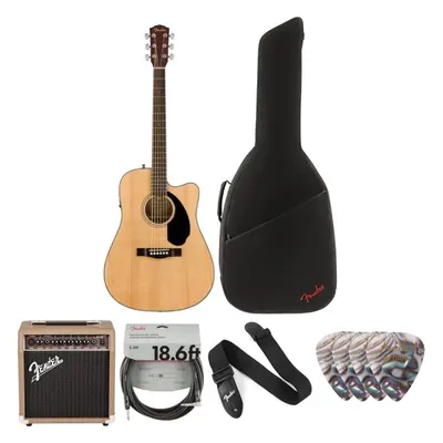 Fender CD-60SCE Dreadnought WN Deluxe SET Natural Elektroakusztikus gitár