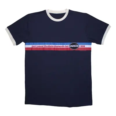 Oasis Ing Tour Horizontal Stripes Ringer Unisex Navy Blue