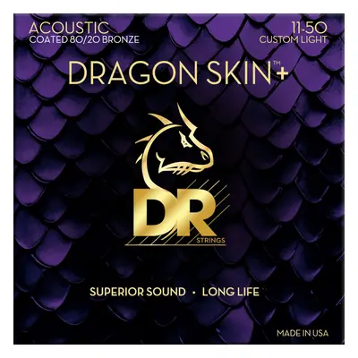 DR Strings Dragon Skin+ Coated 80/20 Custom Light Akusztikus gitárhúrok