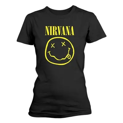 Nirvana Ing Yellow Happy Face Womens Black