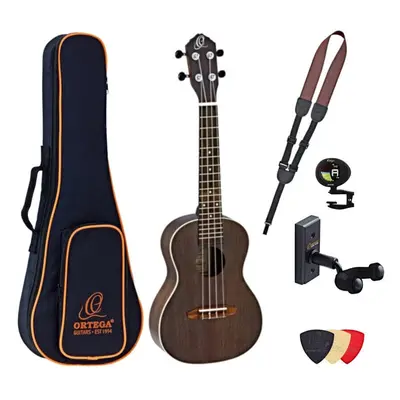 Ortega RUCOAL Deluxe SET Coal Black Koncert ukulele