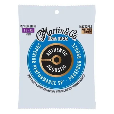 Martin Authentic SP 92/8 Phosphor Bronze Custom Light 3-Pack Akusztikus gitárhúrok