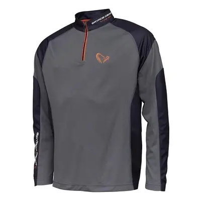 Savage Gear Horgászpóló Tournament Shirt 1/2 Zip Sedona Grey