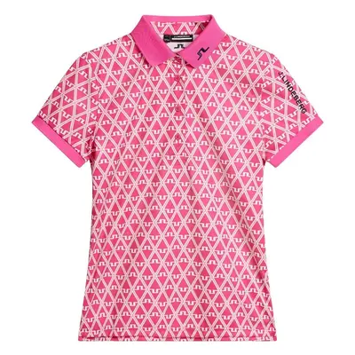 J.Lindeberg Tour Tech Print Womens Fuchsia Purple Rövid ujjú póló