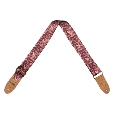 Cascha CGS-VC1 Vegan Cork Textil gitár heveder Mauve Birds